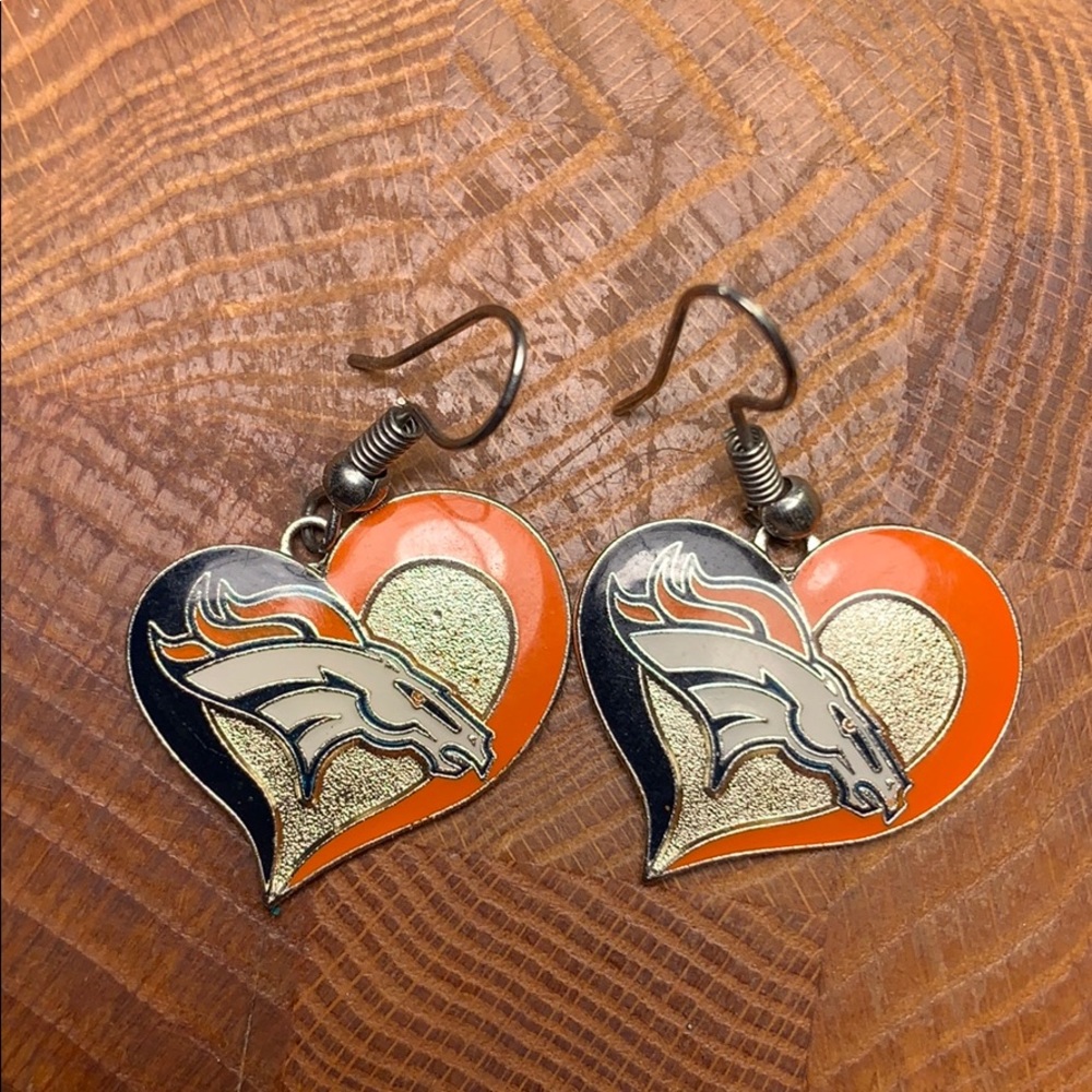 Denver Broncos logo heart earrings hardly worn